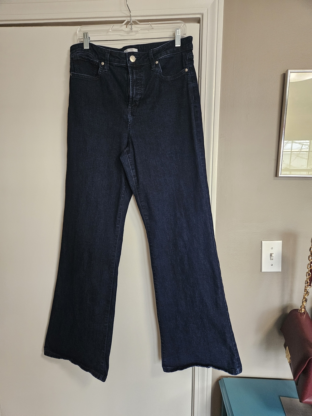 LC Lauren Conrad Dark Blue Curvy Super High Rise Flare Jeans